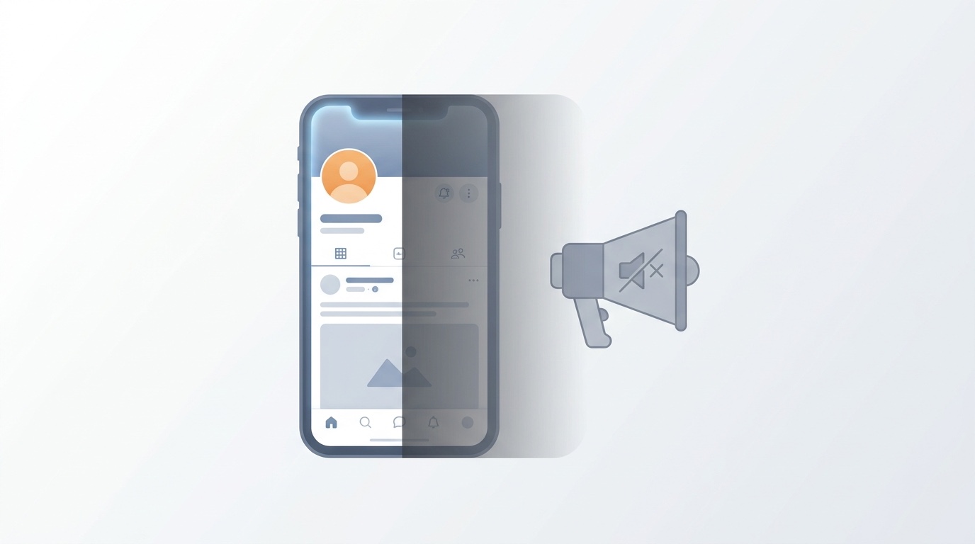 A social media profile fading into shadow — the platform quietly stops recommending you
